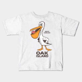 Oak Island, NC Summertime Vacationing Pelican & Fish Kids T-Shirt